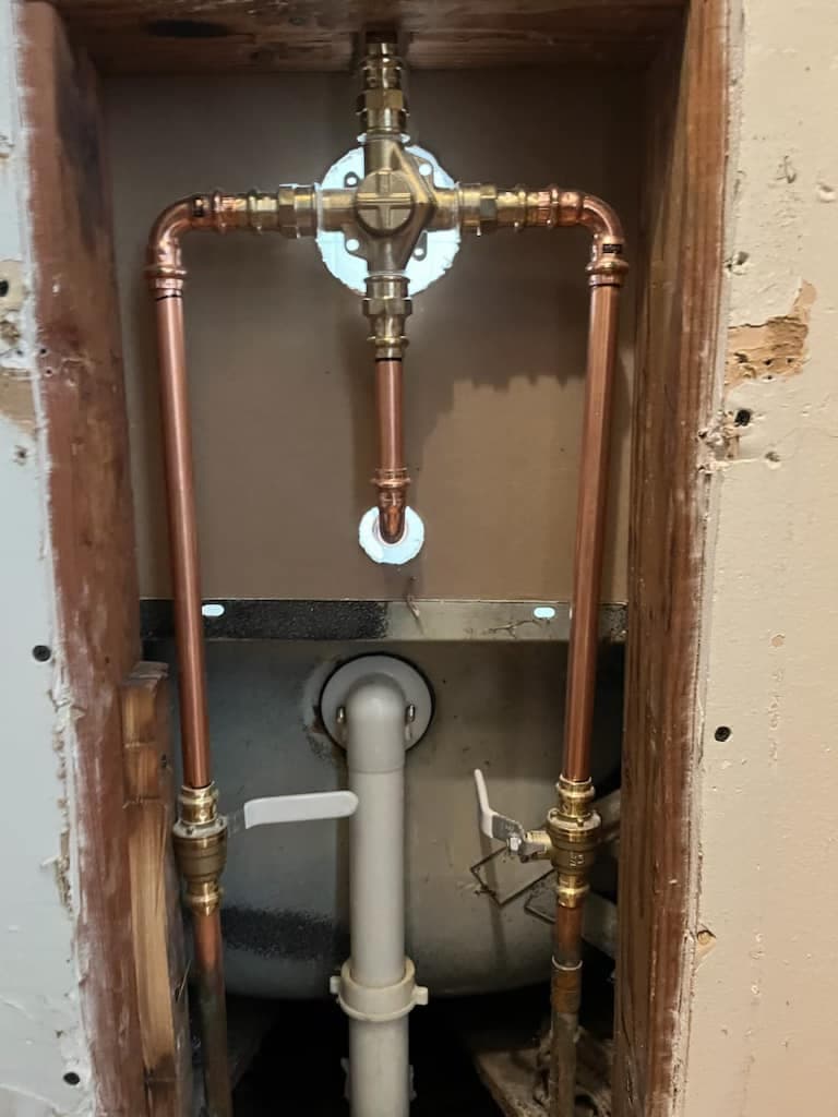 new copper piping installed in a home